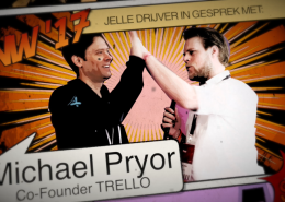 Trello co founder Michael Pryor talking to Jelle Drijver