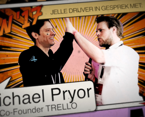 Trello co founder Michael Pryor talking to Jelle Drijver