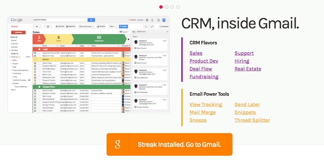 Streak een CRM systeem voor in je Gmail inbox